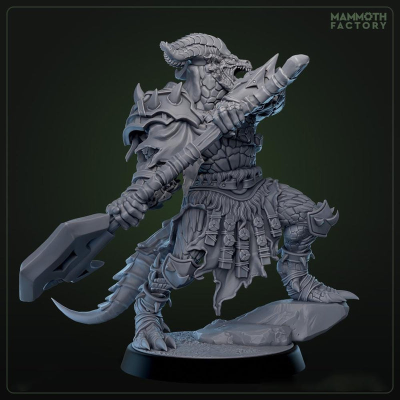 Dragonborn Barbarian, Ranger, Fighter Axe  | 28mm, 32mm,54mm, 75mm, 100mm Scale Resin Miniature | Dungeons and Dragons D&D 5e  | Pathfinder - Only-Games