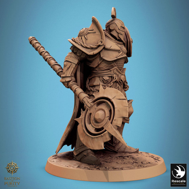 Paladin, Fighter, Polearm Master Spear, DnD 5e Unpainted Miniature| 28mm, 32mm,54mm,75mm,100mm Scales | Dungeons & Dragons | Pathfinder - Only-Games