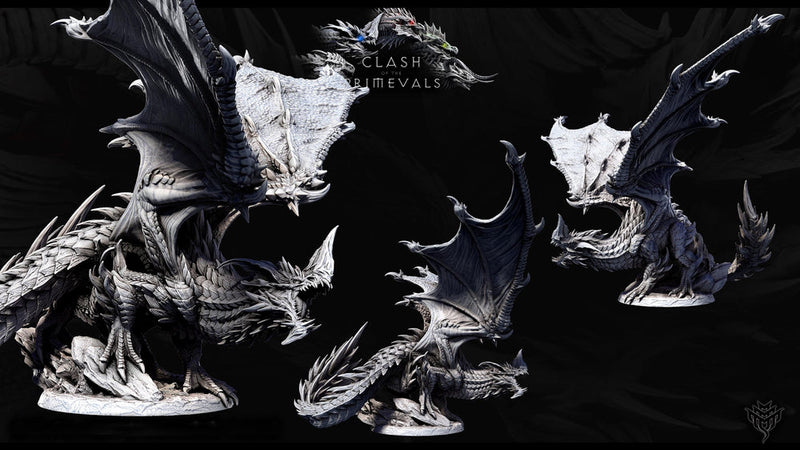 Eldar Legendary Chromatic Blue Dragon (4 sizes) D&D Unpainted Miniature | 230mm Height | Resin Figurine | Dungeons and Dragons 5e Pathfinder - Only-Games