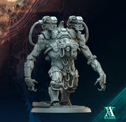 Sci-Fi Heavy Terminator Chaos Demon Knight Miniature | 32mm, 40mm, 50mm, 65mm 80mm BASE SIZES | Resin Unpainted | Sci-fi Archvillain Games - Only-Games