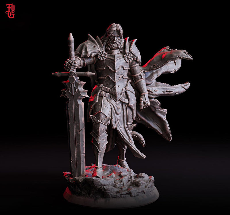 Human Paladin, Fighter Sword  | UNPAINTED Miniature | 28mm, 32mm, 54mm,75mm, 100mm Scales | Pathfinder Figure | DnD | Dungeons & Dragons | - Only-Games