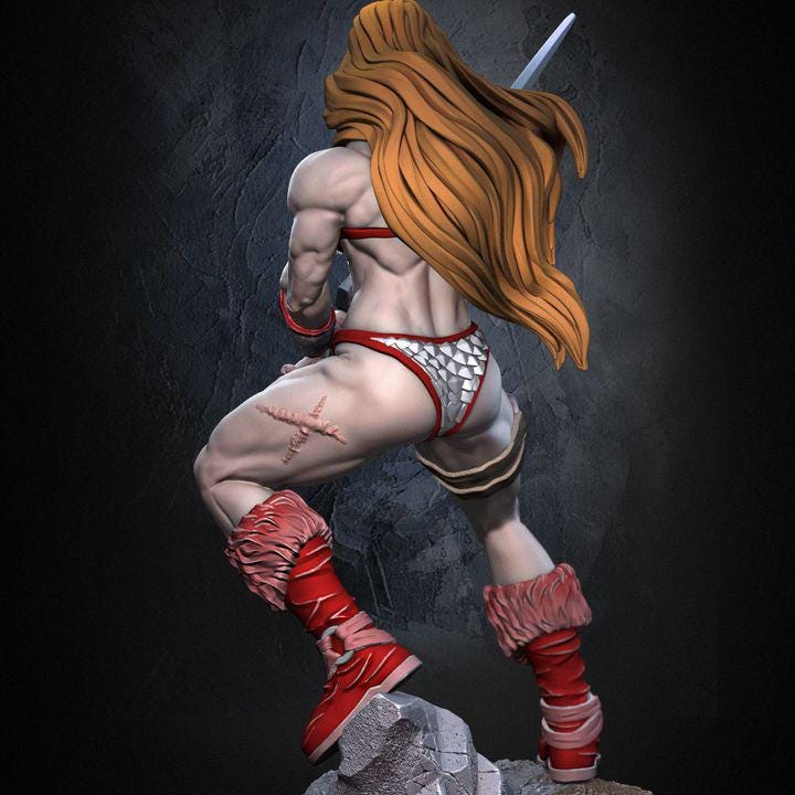 Human Female Barbarian Fighter | UNPAINTED Resin Miniature 5 Sizes /Scale  | Pathfinder | Dnd - Only-Games