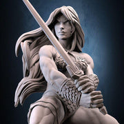 Human Female Barbarian Fighter | UNPAINTED Resin Miniature 5 Sizes /Scale  | Pathfinder | Dnd - Only-Games