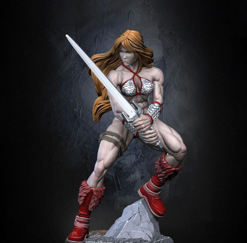 Human Female Barbarian Fighter | UNPAINTED Resin Miniature 5 Sizes /Scale  | Pathfinder | Dnd - Only-Games