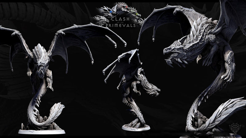 Eldar Legendary Chromatic White Dragon (4 sizes) Unpainted Miniature | 391mm Wing Span | Resin Figurine | Dungeons and Dragons 5e Pathfinder - Only-Games