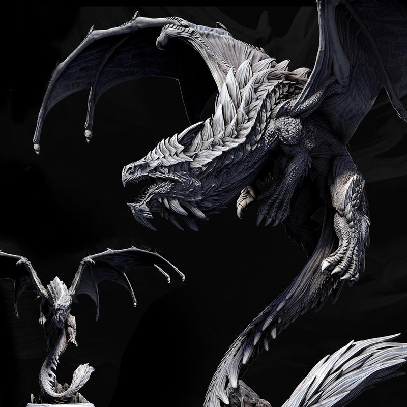 Eldar Legendary Chromatic White Dragon (4 sizes) Unpainted Miniature | 391mm Wing Span | Resin Figurine | Dungeons and Dragons 5e Pathfinder - Only-Games