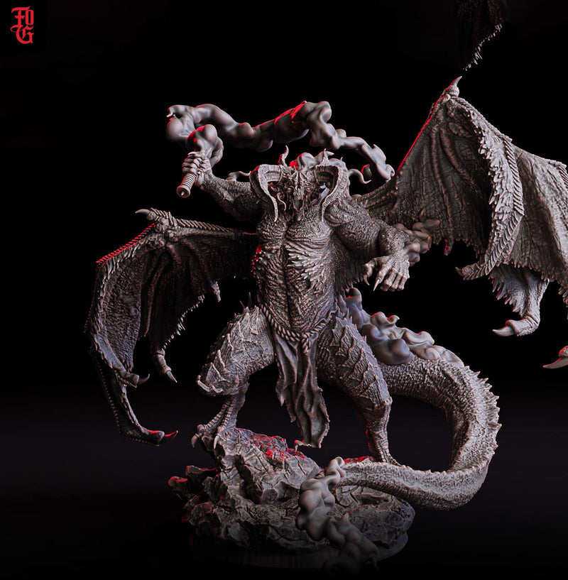 Bolrog Demon Devil Lord Pit Fiend (4 sizes) |  254mm Tall to top - Boss Monster Mini - Minis - D&D 5e - Pathfinder Figurine | Flesh of Gods - Only-Games