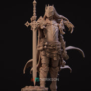 Human Female Paladin, Fighter, Death Domain Cleric PC / NPC Unpainted D&D 5e | 28mm,32mm,54mm,75mm,100mm Scales | Pathfinder| Nerikson - Only-Games