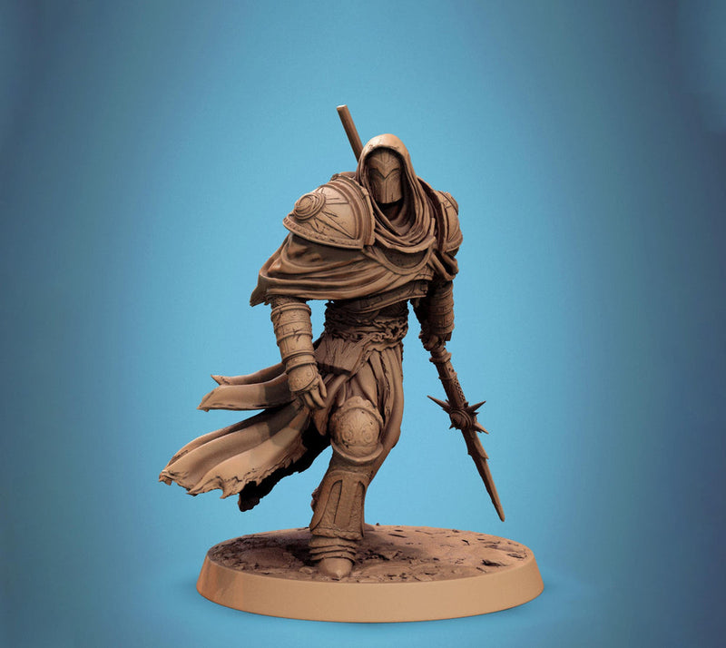 Paladin, Fighter, Polearm Master Spear, DnD 5e Unpainted Miniature| 28mm, 32mm,54mm,75mm,100mm Scales | Dungeons & Dragons | Pathfinder - Only-Games
