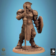 Leonin LionFolk Fighter in Armor | 28mm, 32mm, 54mm, 75mm Scales,100mm Tall | Dungeons and Dragons D&D 5e | Pathfinder| Daybreak Miniatures - Only-Games