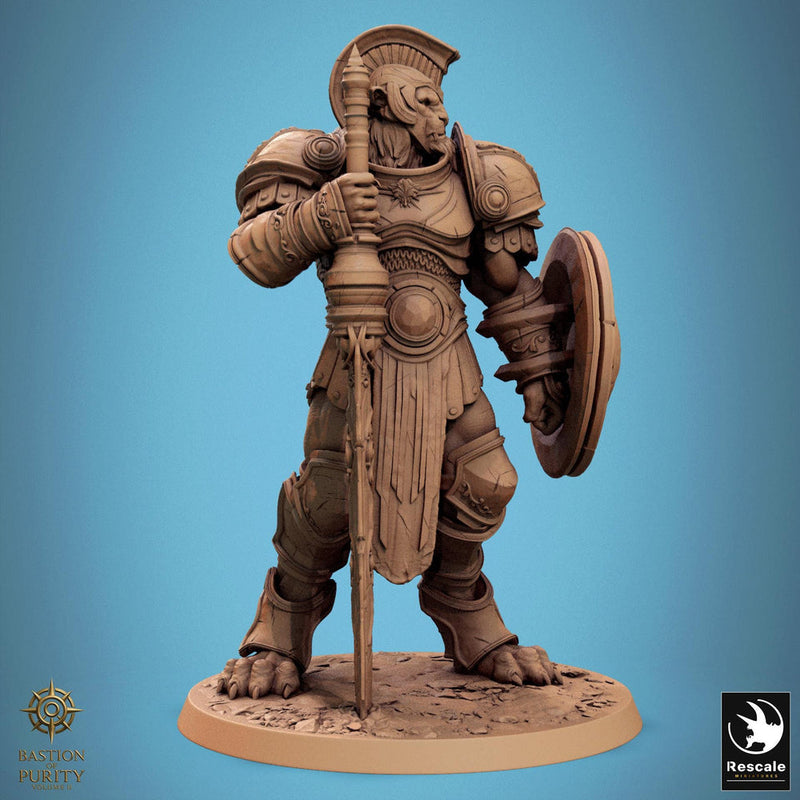 Leonin LionFolk Fighter in Armor | 28mm, 32mm, 54mm, 75mm Scales,100mm Tall | Dungeons and Dragons D&D 5e | Pathfinder| Daybreak Miniatures - Only-Games