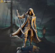 Human Rogue, Pirate, Thief, Assassin | 28mm, 32mm,54mm,75mm, 100mm Scale Resin Miniature | Dungeons and Dragons 5e Pathfinder | DM Stash - Only-Games