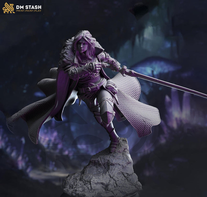 Female Fighter, Ranger, Paladin,  Sword  D&D 5e Mini | 28mm, 32mm,54mm,75mm,100mm Scales | Dungeons and Dragons Pathfinder | DM Stash - Only-Games
