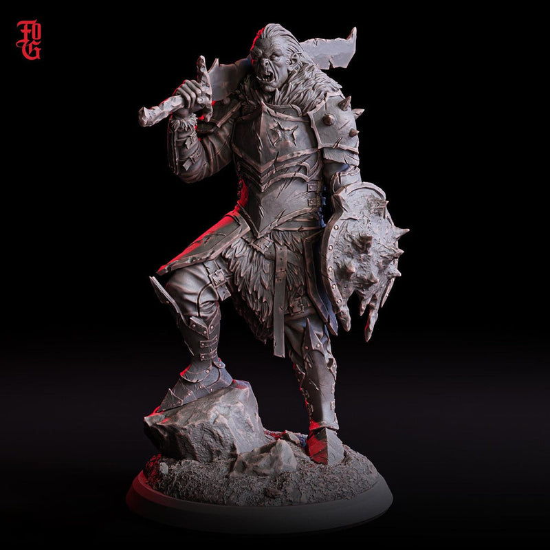 Orc Fighter Barbarian Armor Sword n Shield, Half-Orc | Scales: 28mm,32mm ,54mm,75mm,100mm  Megaboss | Dungeons & Dragons 5e | Pathfinder - Only-Games
