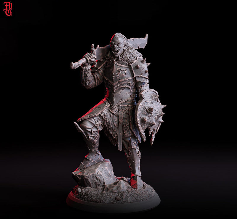 Orc Fighter Barbarian Armor Sword n Shield, Half-Orc | Scales: 28mm,32mm ,54mm,75mm,100mm  Megaboss | Dungeons & Dragons 5e | Pathfinder - Only-Games