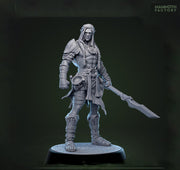 Half-Elf / Elf Ranger, Fighter, Polearm Master PC / NPC  | 28mm, 32mm,54mm,75mm,100mm Resin Miniature |Dungeons and Dragons |Mammoth Factory - Only-Games