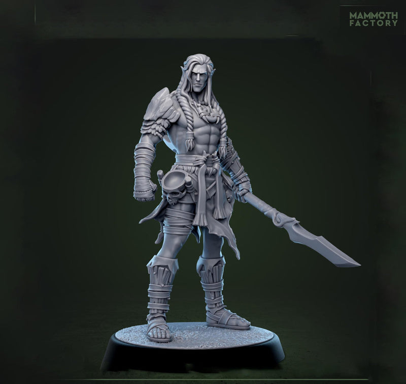 Half-Elf / Elf Ranger, Fighter, Polearm Master PC / NPC  | 28mm, 32mm,54mm,75mm,100mm Resin Miniature |Dungeons and Dragons |Mammoth Factory - Only-Games