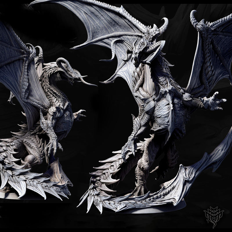 Eldar Legendary Chromatic Black Dragon (4 sizes) Unpainted Miniature | 391mm Wing Span | Resin Figurine | Dungeons and Dragons 5e Pathfinder - Only-Games
