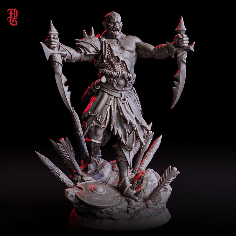 Orc Fighter Barbarian Dual Swords D&D 5e | Scales: 28mm, 32mm ,54mm, 75mm,100mm  Megaboss | Dungeons and Dragons | Pathfinder - Only-Games