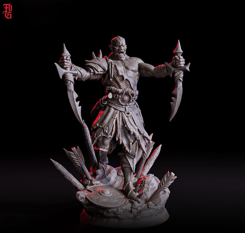 Orc Fighter Barbarian Dual Swords D&D 5e | Scales: 28mm, 32mm ,54mm, 75mm,100mm  Megaboss | Dungeons and Dragons | Pathfinder - Only-Games