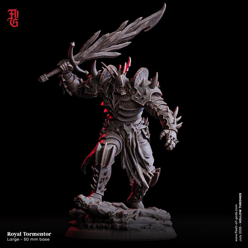Undead Death Knight, Tormentor | 28mm, 32mm, 54mm,75mm,100mm Scale Resin Miniature | Flesh Of Gods | Dungeons and Dragons 5e | Pathfinder - Only-Games
