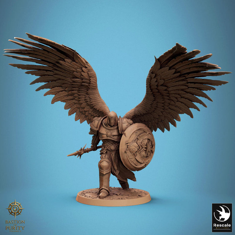Aasimar Paladin, Angel, Solar,Spear n Shield, DnD 5e Unpainted Miniature| 28mm, 32mm,54mm,75mm,100mm Scales | Dungeons & Dragons |Pathfinder - Only-Games