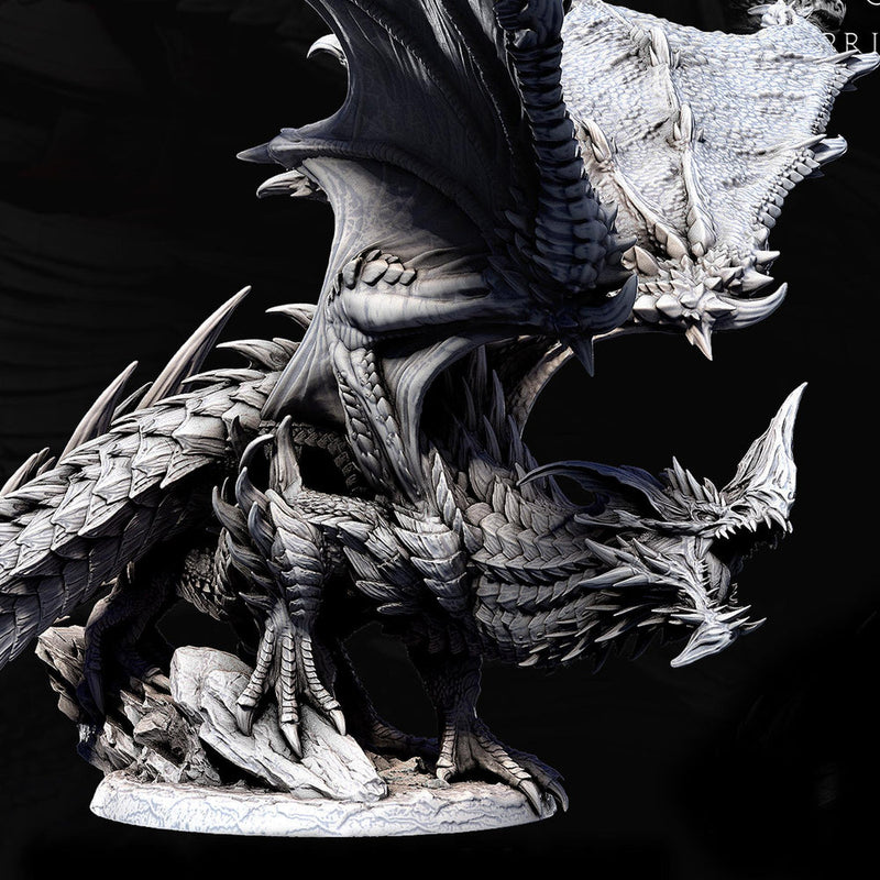 Eldar Legendary Chromatic Blue Dragon (4 sizes) D&D Unpainted Miniature | 230mm Height | Resin Figurine | Dungeons and Dragons 5e Pathfinder - Only-Games