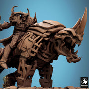 Daemon on Armored Muscular Beast Great Axe , Demon Devil Cavalry | Dungeons and Dragons 5e  | 28mm,32mm,54mm,75mm Scale | Pathfinder - Only-Games