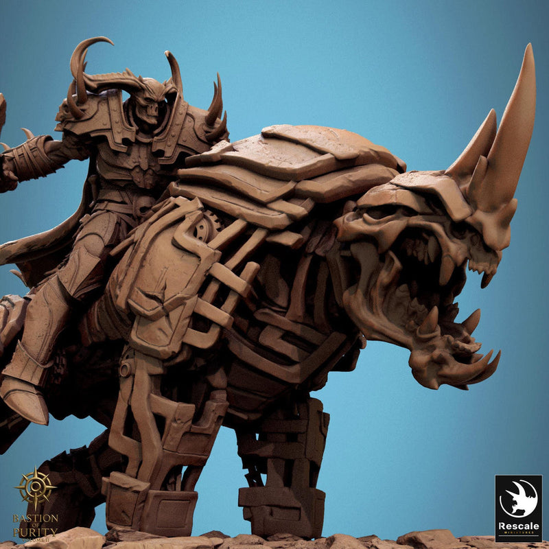Daemon on Armored Muscular Beast Great Axe , Demon Devil Cavalry | Dungeons and Dragons 5e  | 28mm,32mm,54mm,75mm Scale | Pathfinder - Only-Games
