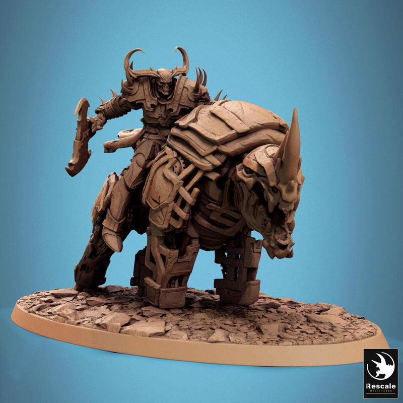 Daemon on Armored Muscular Beast Great Axe , Demon Devil Cavalry | Dungeons and Dragons 5e  | 28mm,32mm,54mm,75mm Scale | Pathfinder - Only-Games