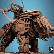 Daemon on Armored Muscular Beast Sword, Demon Devil Cavalry | Dungeons and Dragons 5e  | 28mm,32mm,54mm,75mm Scale | Pathfinder - Only-Games
