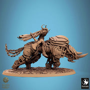 Daemon on Armored Muscular Beast Battle Axe, Demon Devil Cavalry | Dungeons and Dragons 5e  | 28mm,32mm,54mm,75mm Scale | Pathfinder - Only-Games