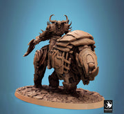Daemon on Armored Muscular Beast Battle Axe, Demon Devil Cavalry | Dungeons and Dragons 5e  | 28mm,32mm,54mm,75mm Scale | Pathfinder - Only-Games