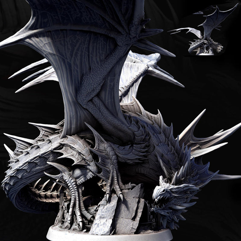 Eldar Legendary Chromatic Green Dragon (4 sizes) Unpainted Miniature | 450mm Wing Span | Resin Figurine | Dungeons and Dragons 5e Pathfinder - Only-Games