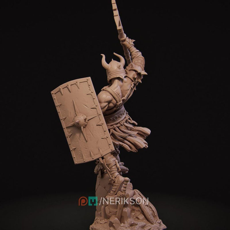 Human Barbarian With 2-handed Axe PC / NPC Unpainted Miniature | 28mm,32mm,54mm,75mm,100mm Scales | Dungeons & Dragons Pathfinder | NERIKSON - Only-Games