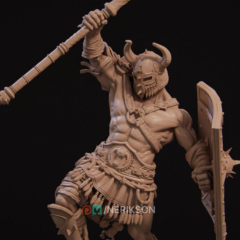 Human Barbarian With 2-handed Axe PC / NPC Unpainted Miniature | 28mm,32mm,54mm,75mm,100mm Scales | Dungeons & Dragons Pathfinder | NERIKSON - Only-Games