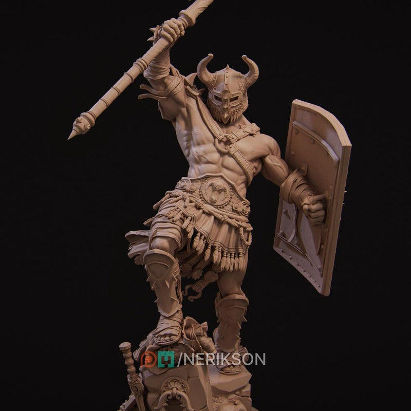 Human Barbarian With 2-handed Axe PC / NPC Unpainted Miniature | 28mm,32mm,54mm,75mm,100mm Scales | Dungeons & Dragons Pathfinder | NERIKSON - Only-Games