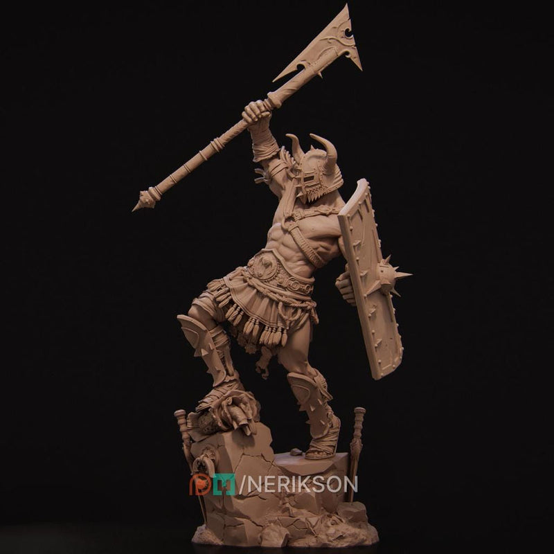 Human Barbarian With 2-handed Axe PC / NPC Unpainted Miniature | 28mm,32mm,54mm,75mm,100mm Scales | Dungeons & Dragons Pathfinder | NERIKSON - Only-Games