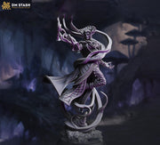 Female Elf, Drow Sorcerer, Wizard, Warlock | Unpainted Miniature | 28mm,32mm,54mm,75mm,100mm Scales |Dungeons & Dragons Pathfinder| DM Stash - Only-Games