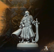 Human Fighter Ranger with Sword Miniature | 28mm,32mm,54mm,75mm,100mm Scales | Pathfinder Figure | DnD Mini unpainted | Dungeons & Dragons - Only-Games