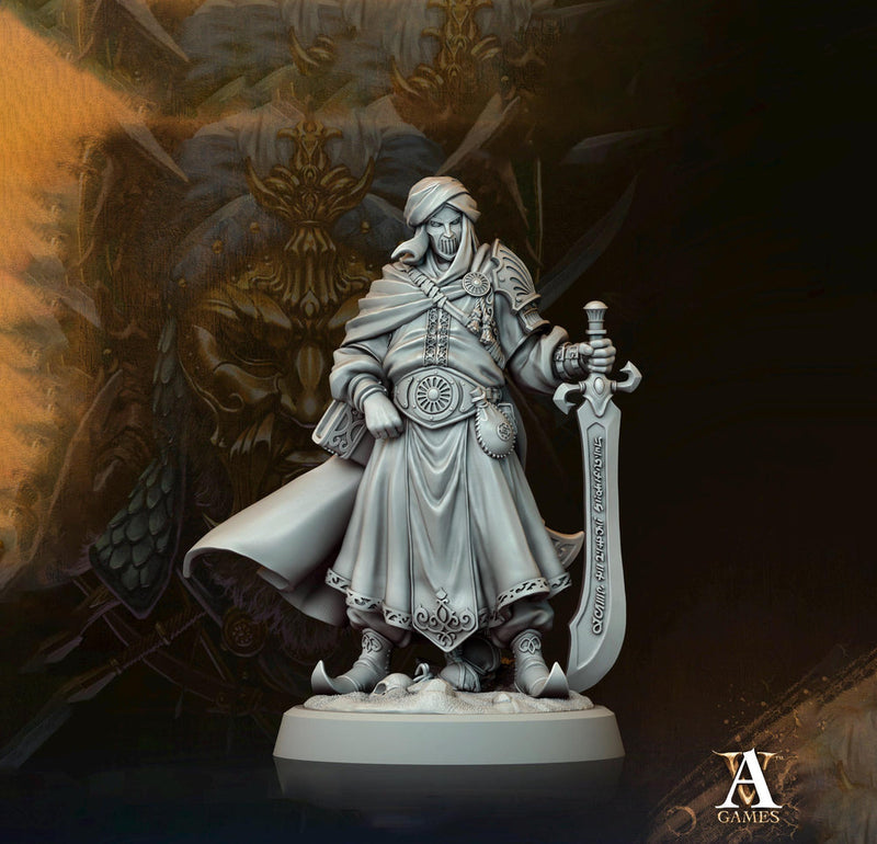 Human Fighter Ranger with Sword Miniature | 28mm,32mm,54mm,75mm,100mm Scales | Pathfinder Figure | DnD Mini unpainted | Dungeons & Dragons - Only-Games