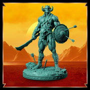 Legendary Barbarian with Sword and Shield | 28mm,32mm,54mm,75mm, 100mm Scale | Resin figurine Statue Miniature | Dungeons & Dragons 5e | - Only-Games