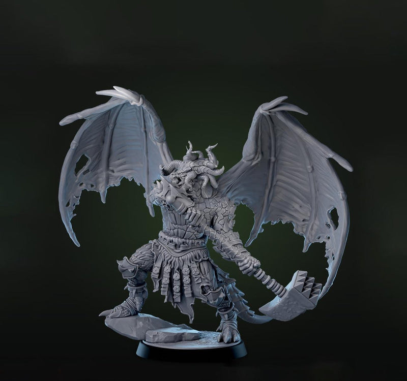 Dragonborn Paladin, Ranger, Fighter, Wings Hammer  | 28mm,32mm,54mm, 75mm, 100mm Scale Resin Miniature| Dungeons & Dragons DnD 5e Pathfinder - Only-Games