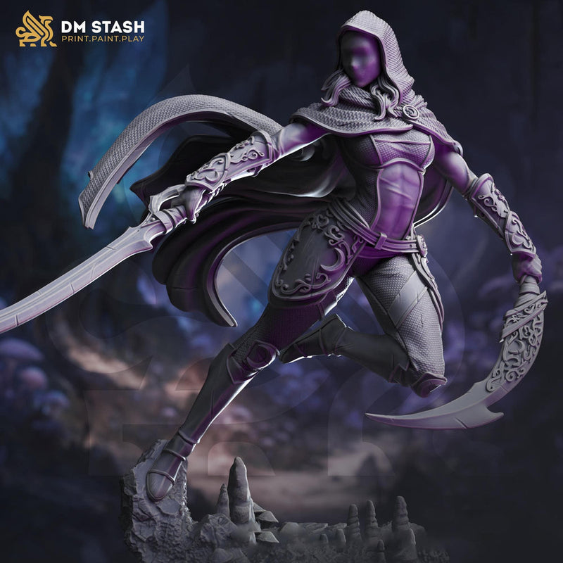 Human Female Assassin, Rogue, Thief PC NPC Unpainted Mini | 28mm, 32mm,54mm,75mm, 100mm Scale Resin Mini | D&D 5e Pathfinder - Only-Games