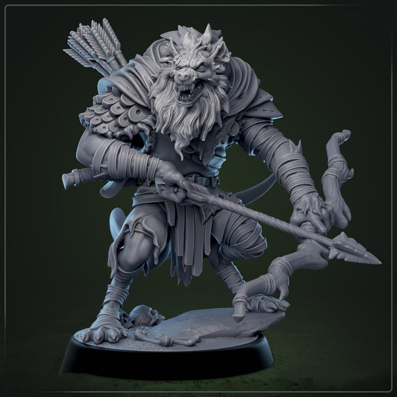 Gnoll Archer Sharpshooter Ranger | Resin Miniature | 5 Sizes/Scales | Pathfinder | D&D 5e | - Only-Games