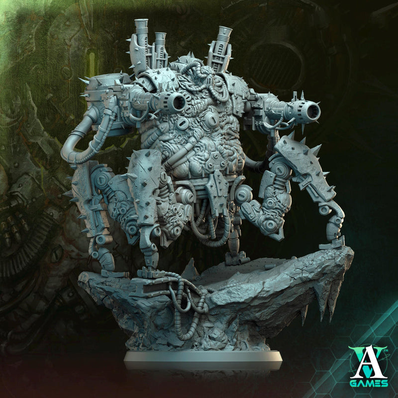 Sci-Fi Heavy Machine with Rotting Flesh,Death Demon Mini | 32mm, 40mm, 50mm, 60mm 80mm BASE SIZES | Resin Unpainted | Sci-fi - Only-Games