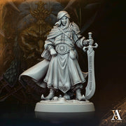 Human Fighter Ranger with Sword Miniature | 28mm,32mm,54mm,75mm,100mm Scales | Pathfinder Figure | DnD Mini unpainted | Dungeons & Dragons - Only-Games