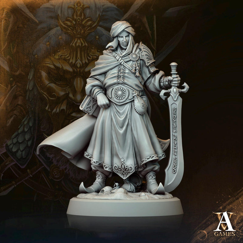 Human Fighter Ranger with Sword Miniature | 28mm,32mm,54mm,75mm,100mm Scales | Pathfinder Figure | DnD Mini unpainted | Dungeons & Dragons - Only-Games