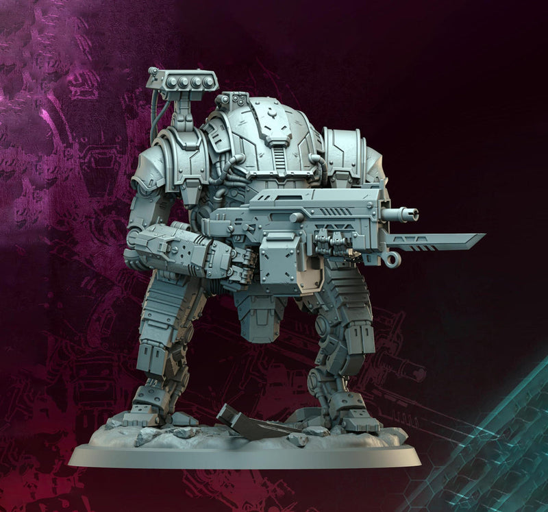 Sci-Fi Heavy Terminator Battle Mech Unpainted Resin | 4 BASE SIZES | Argo Bulwark Morior Invictus - Only-Games