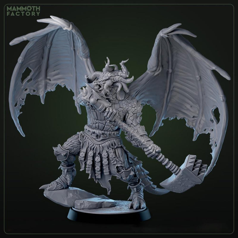 Dragonborn Paladin, Ranger, Fighter, Wings Hammer  | 28mm,32mm,54mm, 75mm, 100mm Scale Resin Miniature| Dungeons & Dragons DnD 5e Pathfinder - Only-Games